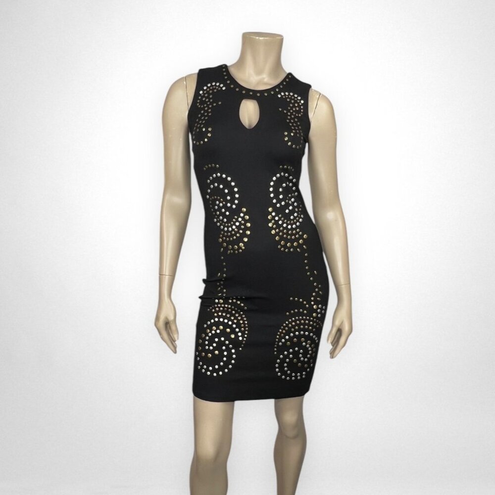 CARMEN MARC CARMEN‎ XS Studded Sleeveless Black Dress Party Cocktail